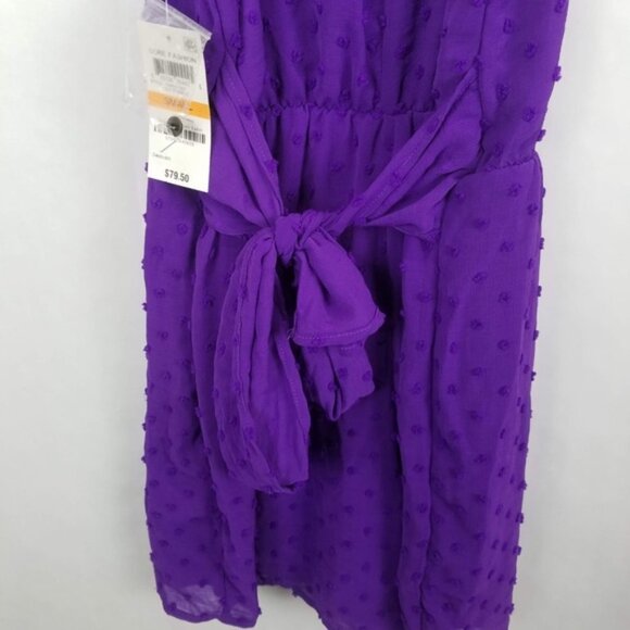 Bar III Purple Swiss Dot Keyhole Halter Romper - Picture 5 of 7